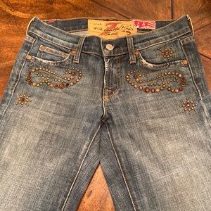 7 For All Mankind beaded jeans with flare legs